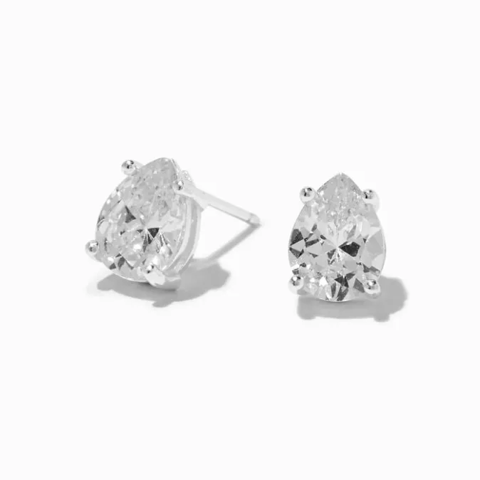 ICING Select Sterling Silver 8MM Cubic Zirconia Pear Stud Earring
