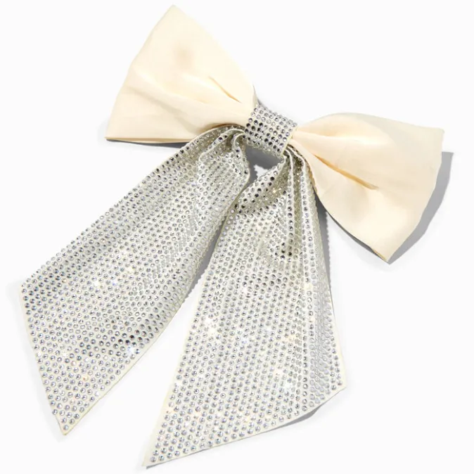 ICING Ivory Rhinestone Large Bow Hair Clip