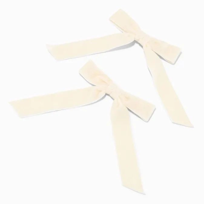 ICING Ivory Velvet Hair Bow Clips - 2 Pack