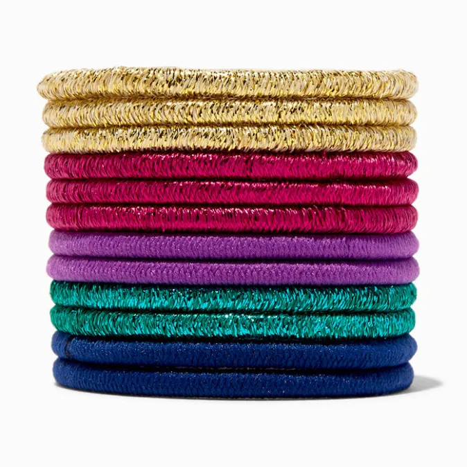 ICING Jewel Tone Lurex Hair Ties - 12 Pack