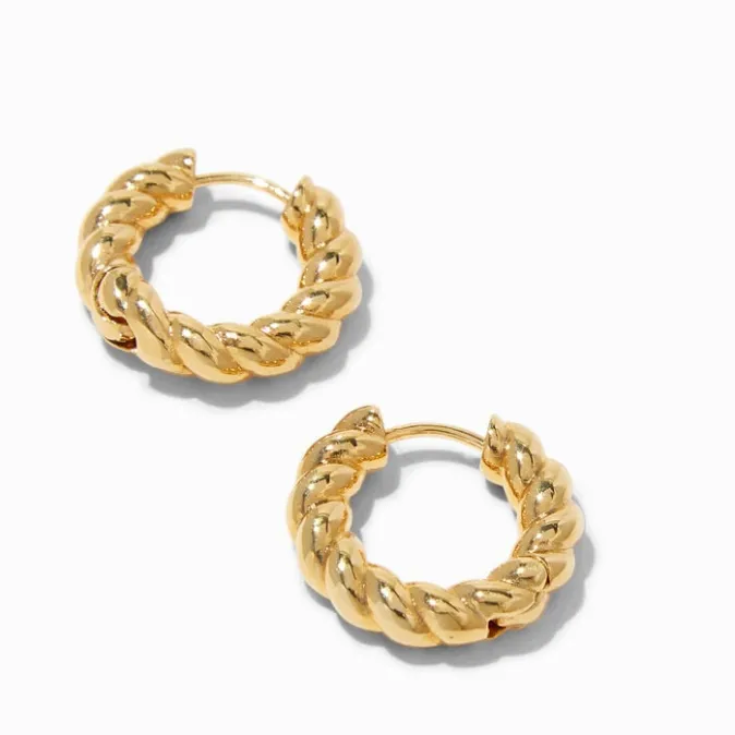 ICING 18K Gold Plated 12MM Twisted Clicker Hoop Earrings