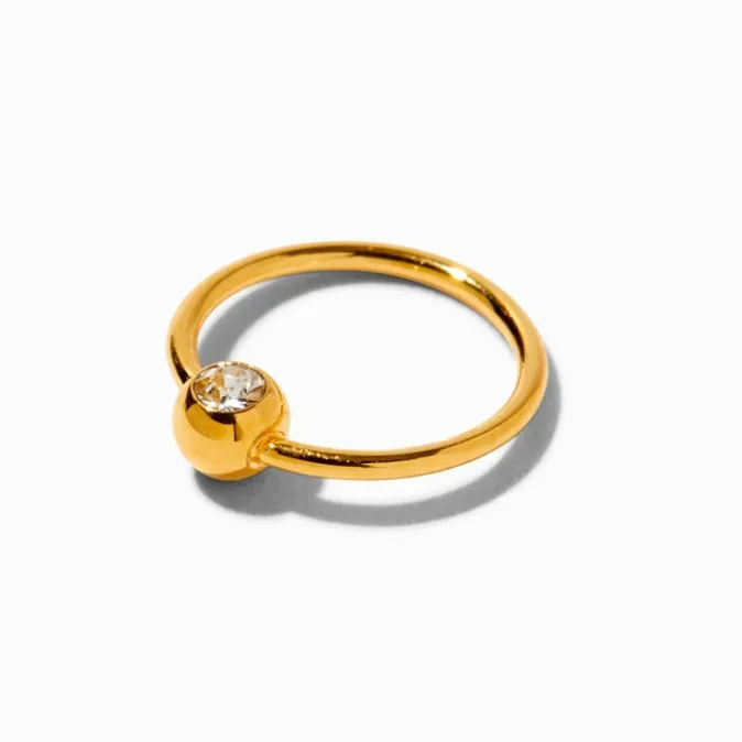 ICING 18k Gold Plated Titanium 20G Ball Hoop Nose Ring