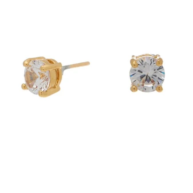 ICING 18kt Gold Plated Cubic Zirconia Round Stud Earrings - 6MM