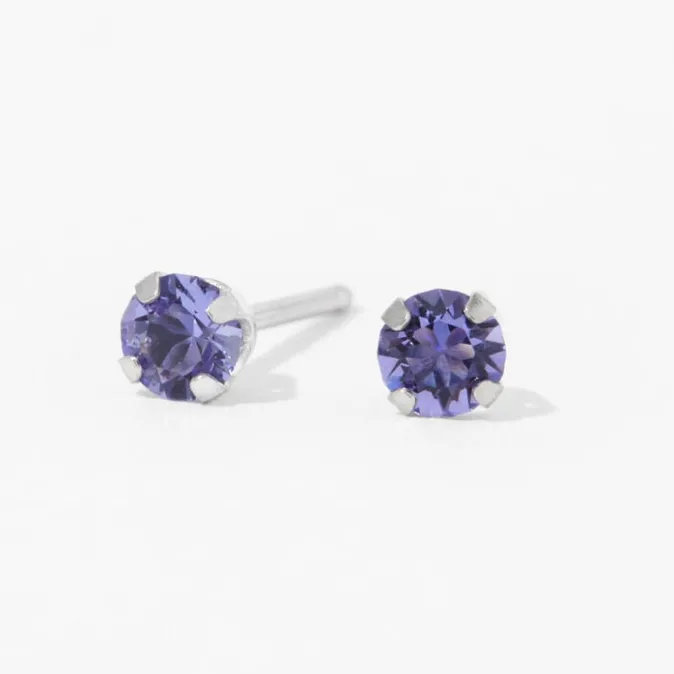 ICING 14kt White Gold 3mm June Tanzanite Crystal Ear Piercing Kit with Ear Care Solution