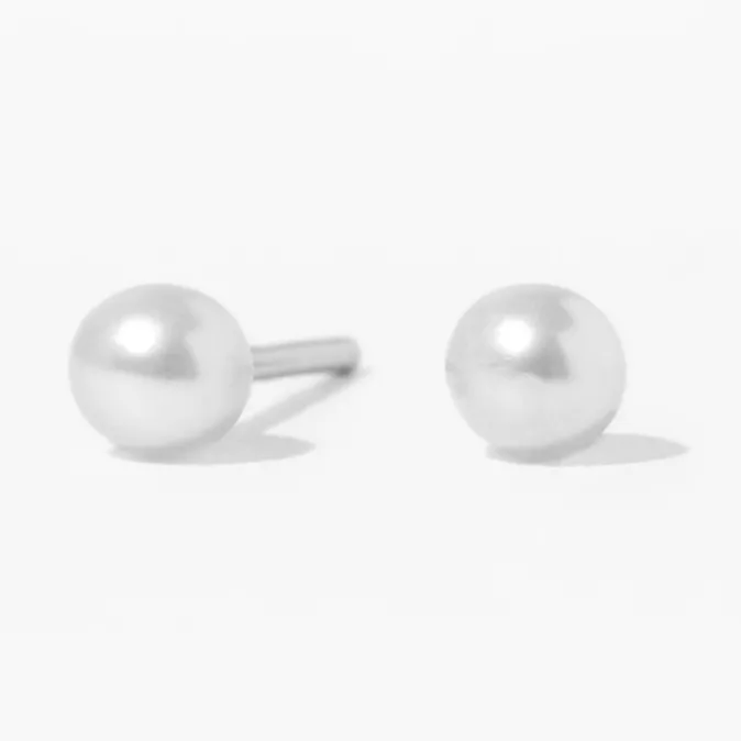 ICING 14kt White Gold 3mm Pearl Studs Ear Piercing Kit with Ear Care Solution