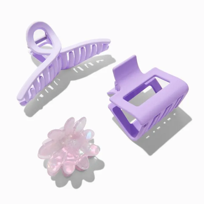 ICING Marble Purple Tonal Flower Hair Claws - 3 Pack