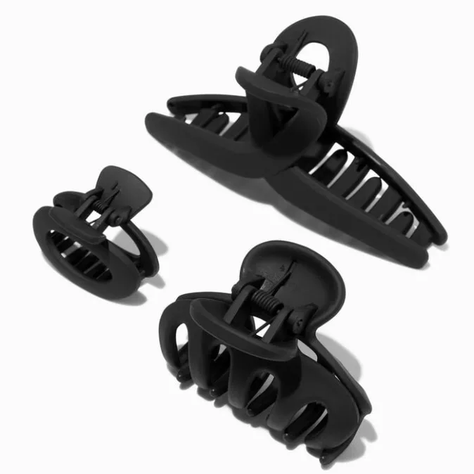 ICING Matte Black Mixed Size Hair Claws - 3 Pack