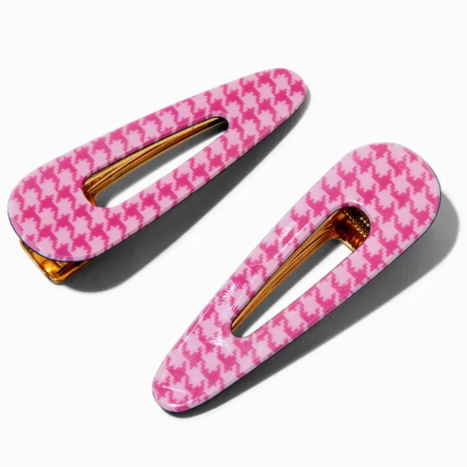 ICING Mean Girls&trade; x Pink Houndstooth Snap Hair Clips - 2 Pack