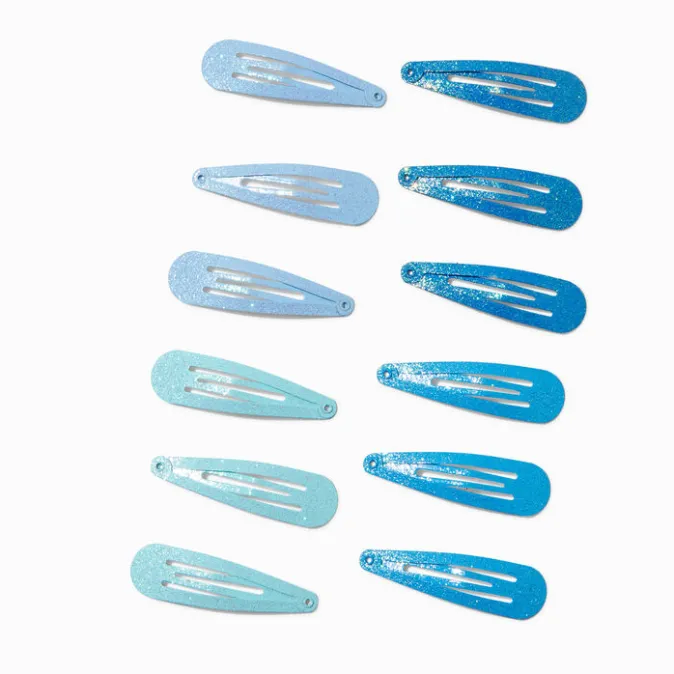 ICING Mixed Blue Glitter Snap Clips - 12 Pack