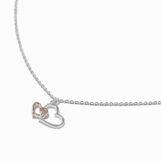 ICING Mixed Metal Double Heart Pendant Necklace