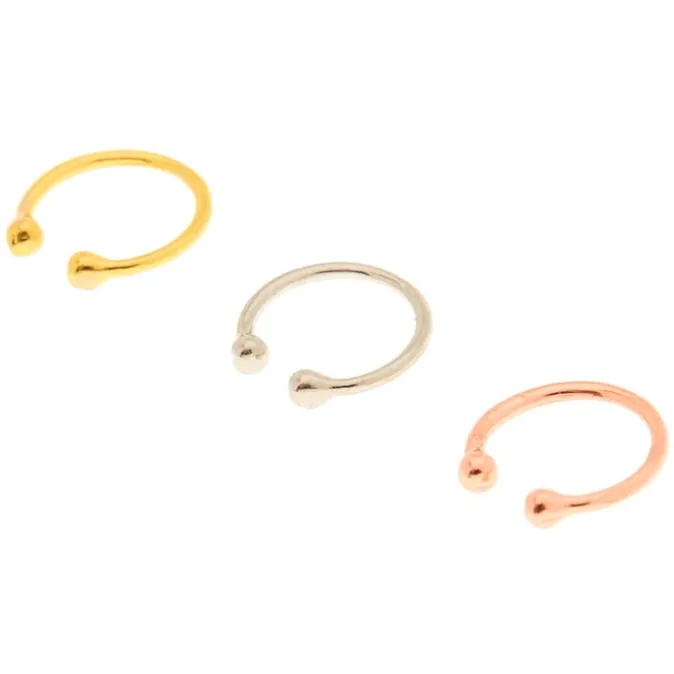 ICING Mixed Metal Faux Hoop Nose Rings - 3 Pack