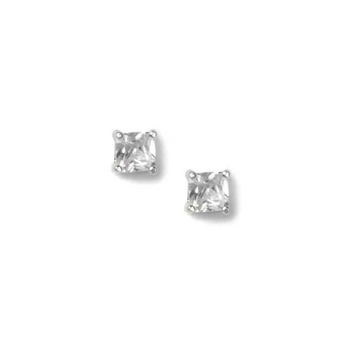 ICING 4MM Cubic Zirconia Four Prong Setting Square Stud Earrings