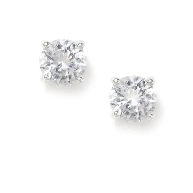 ICING 8MM Round Cubic Zirconia Four Prong Set Stud Earrings