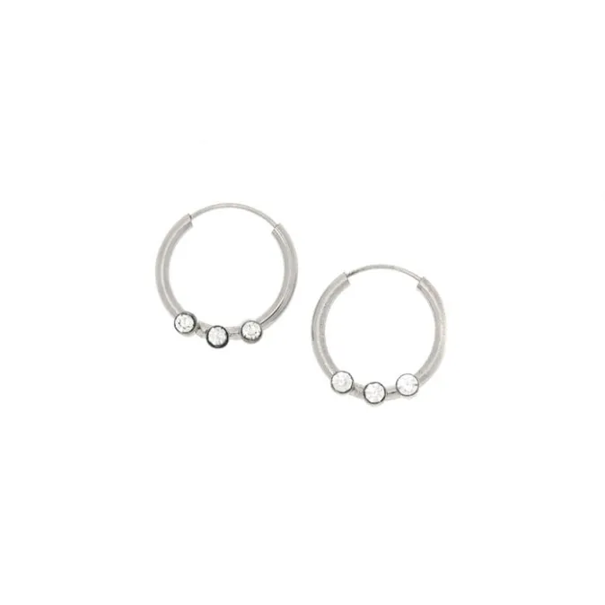ICING 12MM Sterling Silver Crystal Hoop Earrings