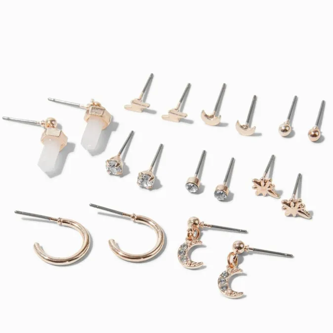 ICING Mystical Icons Mixed Rose Gold-Tone Earring Set - 9 Pack