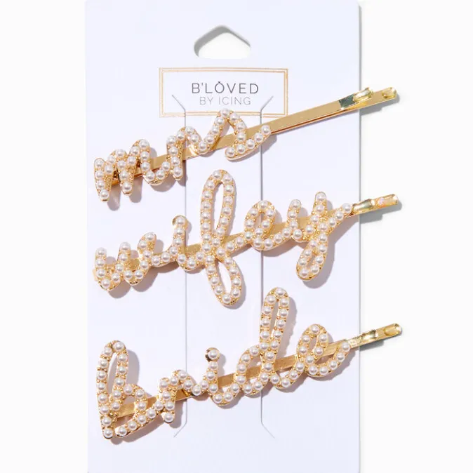 ICING Pearl & Gold Bride Hair Pins - 3 Pack