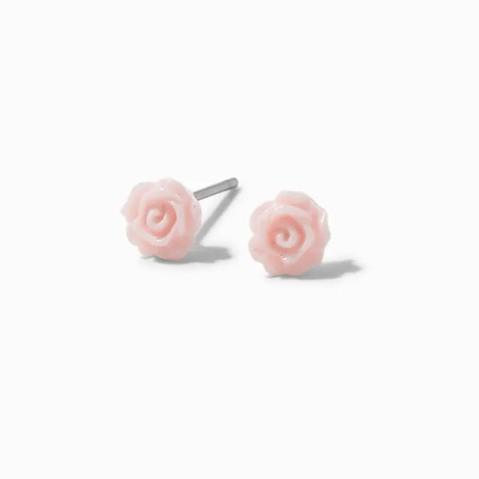 ICING Pink Dimensional Rose Stud Earrings