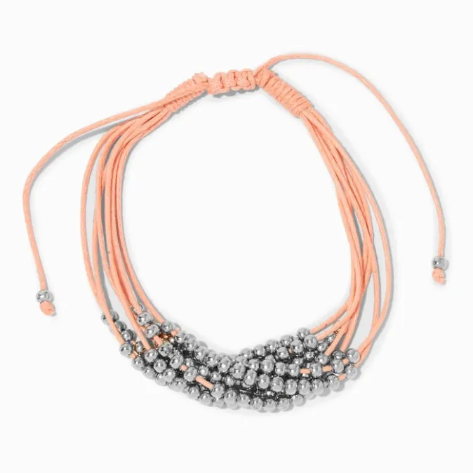 ICING Pink Multi-Strand Silver-tone Beaded Bolo Bracelet
