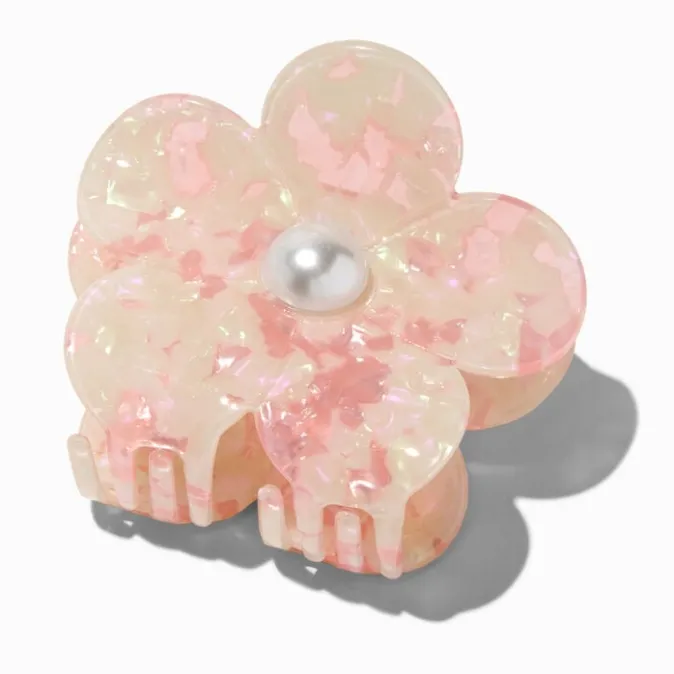 ICING Pink Pearlized Flower Medium Hair Claw