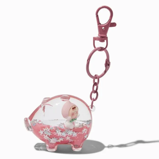 ICING Pink Pig Water-Filled Glitter Keychain