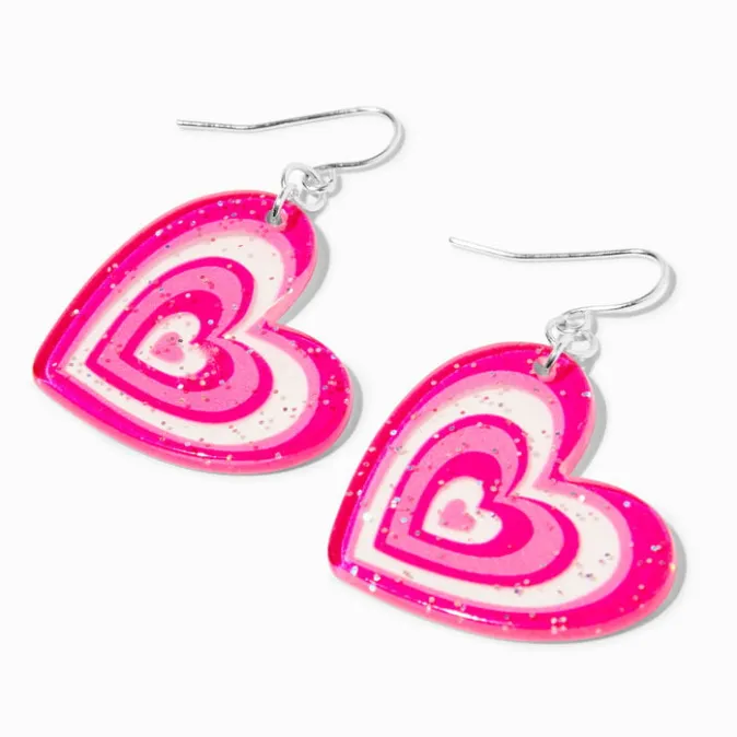 ICING Pink Pulsating Heart 1.5" Drop Earrings