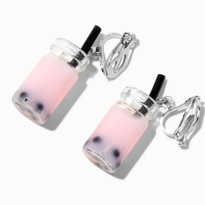 ICING Pink 0.5" Bubble Tea Clip-On Earrings