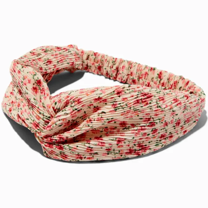 ICING Pleated Pink Floral Twisted Headwrap