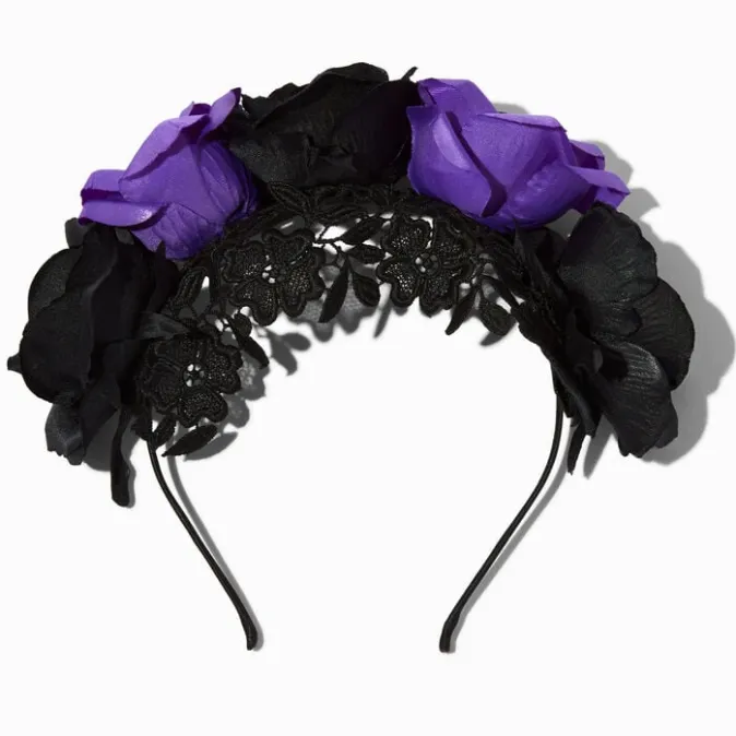 ICING Purple & Black Roses Headband