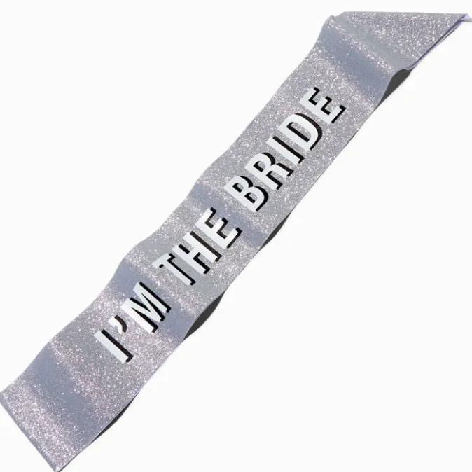 ICING "I'm the Bride" Glittery Silver Sash