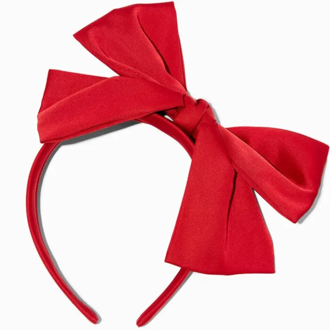 ICING Red Jersey Solid Bow Headband