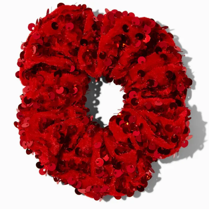 ICING Red Sequined Hair Scrunchie