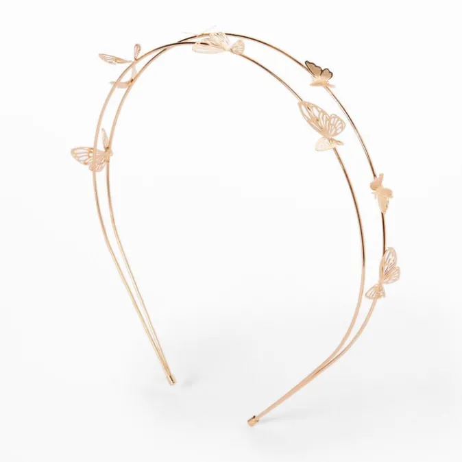 ICING Rose Gold Double Row Butterfly Headband