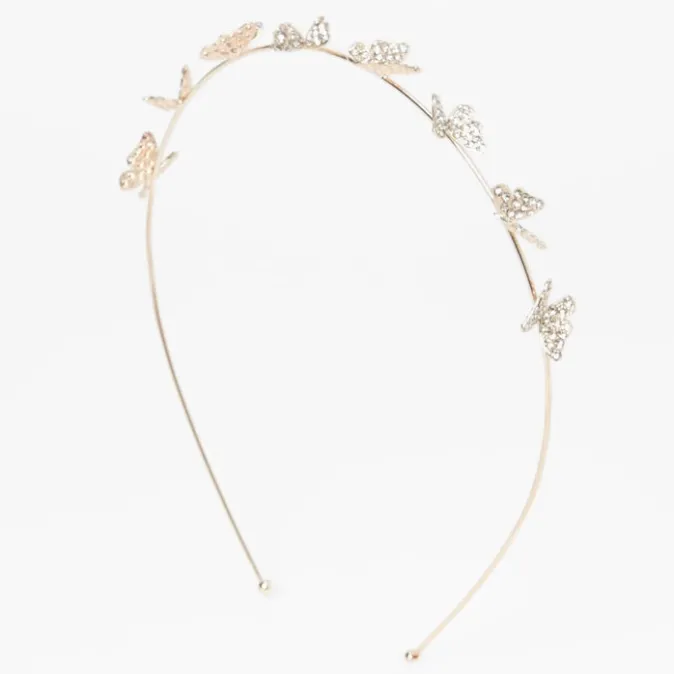 ICING Rose Gold Pav&eacute; Butterfly Headband