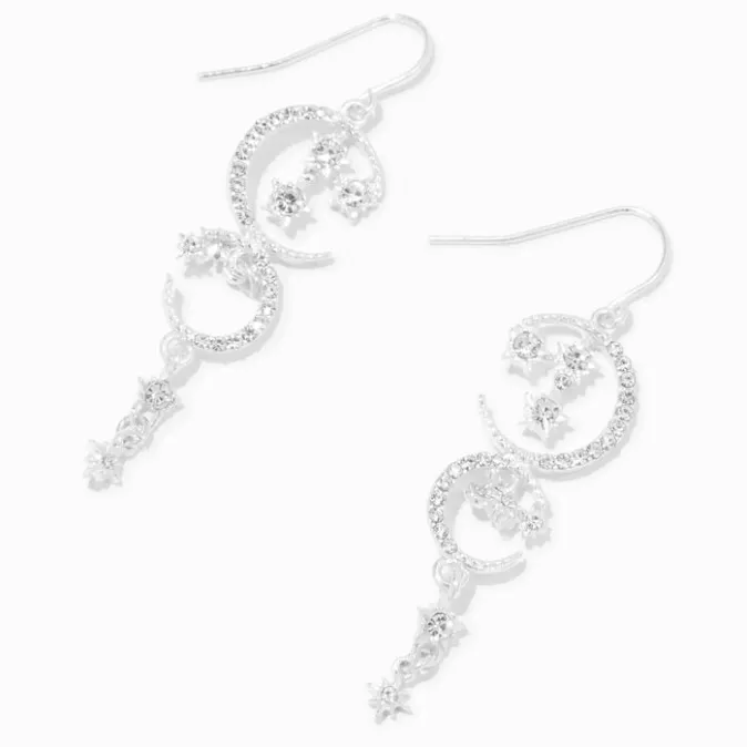 ICING Silver Celestial Sparkle 2" Drop Earrings