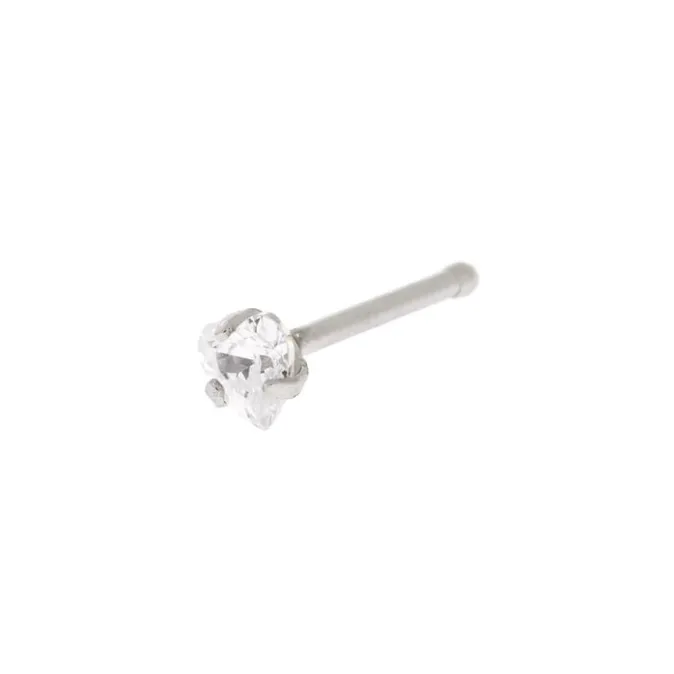 ICING Silver Cubic Zirconia 20G Heart Nose Stud