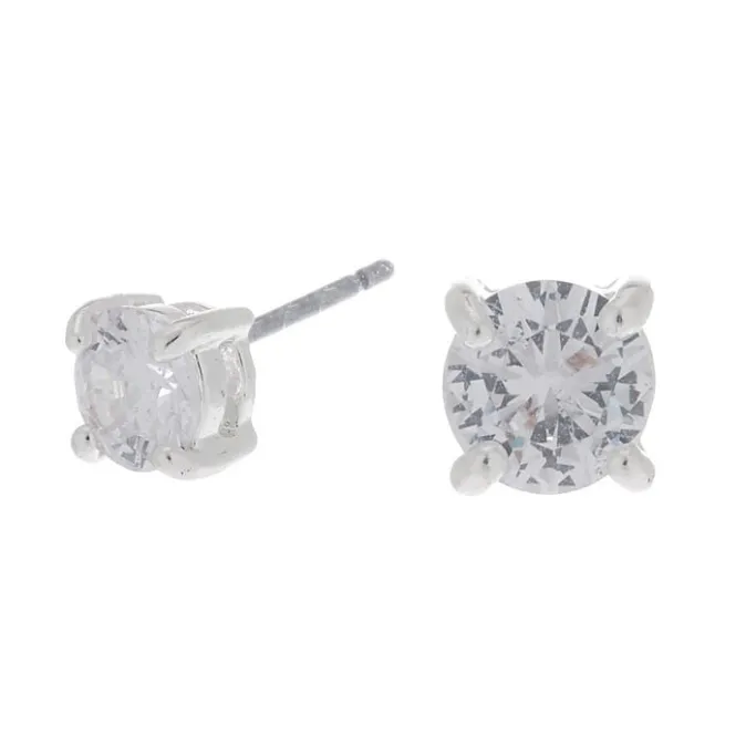ICING Silver Cubic Zirconia 5MM Round Stud Earrings