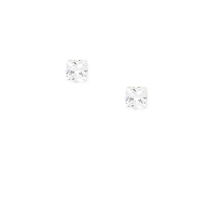 ICING Silver Cubic Zirconia 4MM Square Stud Earrings