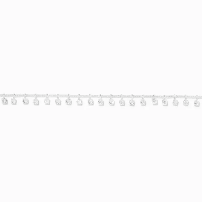 ICING Silver Cubic Zirconia Stud Charm Crystal Choker Necklace