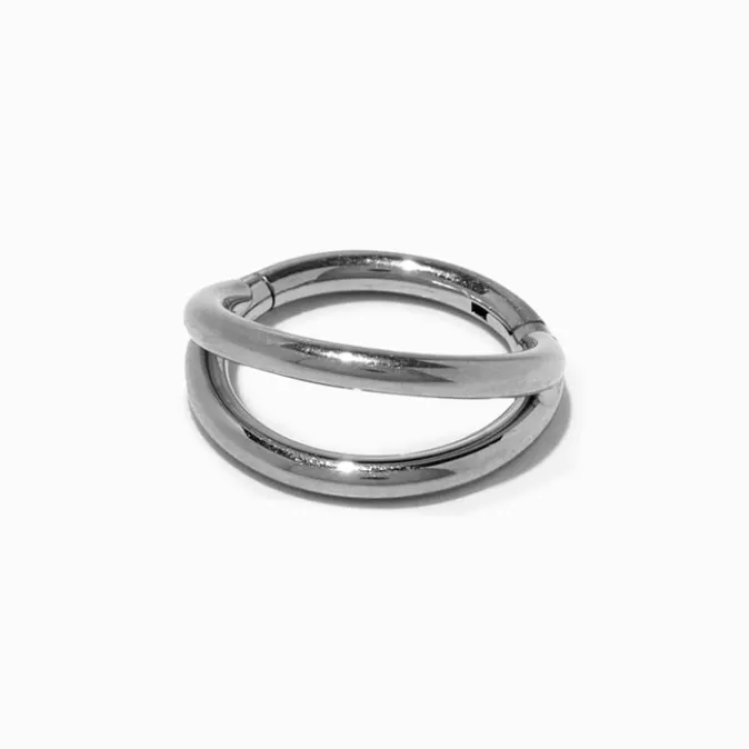 ICING Silver 16G Double Row Titanium Nose Ring