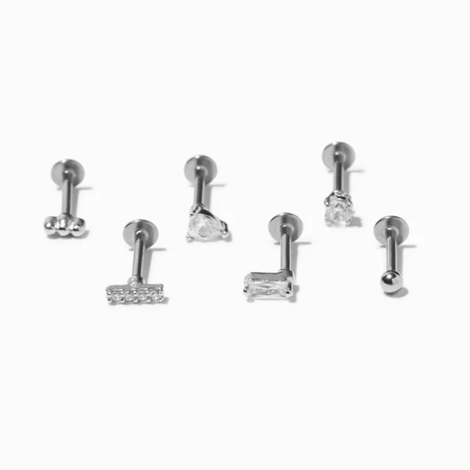 ICING Silver Geometric 16G Cartilage Earrings - 3 Pack