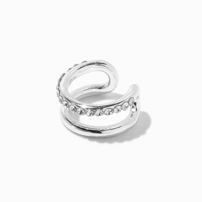 ICING Silver Half Crystal Ear Cuff