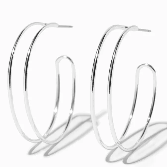ICING Silver 40MM Double Hoop Earrings