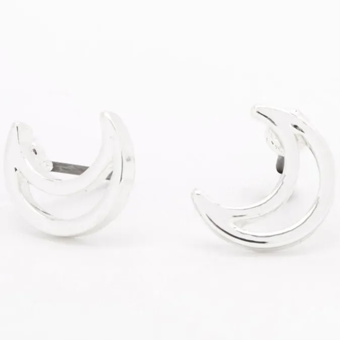 ICING Silver Open Moon Stud Earrings