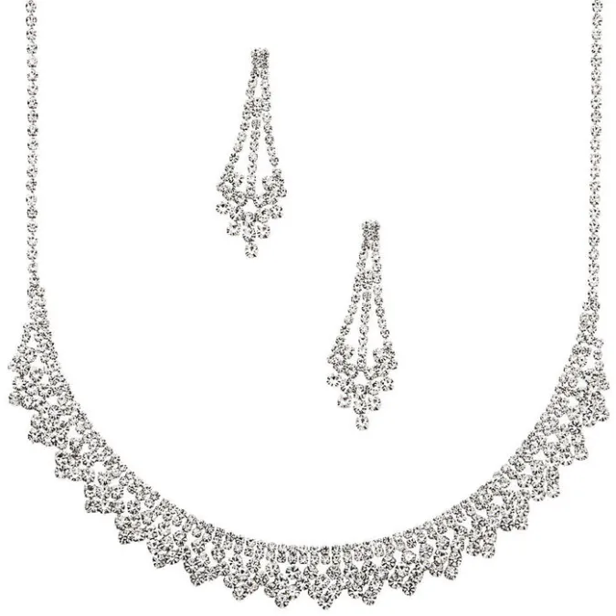 ICING Silver Rhinestone Peacock Jewelry Set - 2 Pack