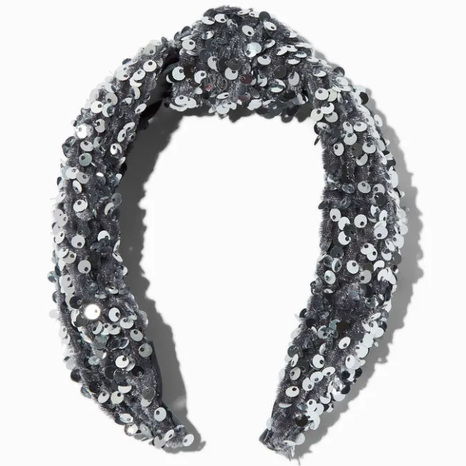 ICING Silver Sequin Knotted Headband