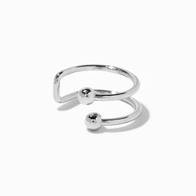 ICING Silver Stainless Steel Double Hoop Faux Nose Ring
