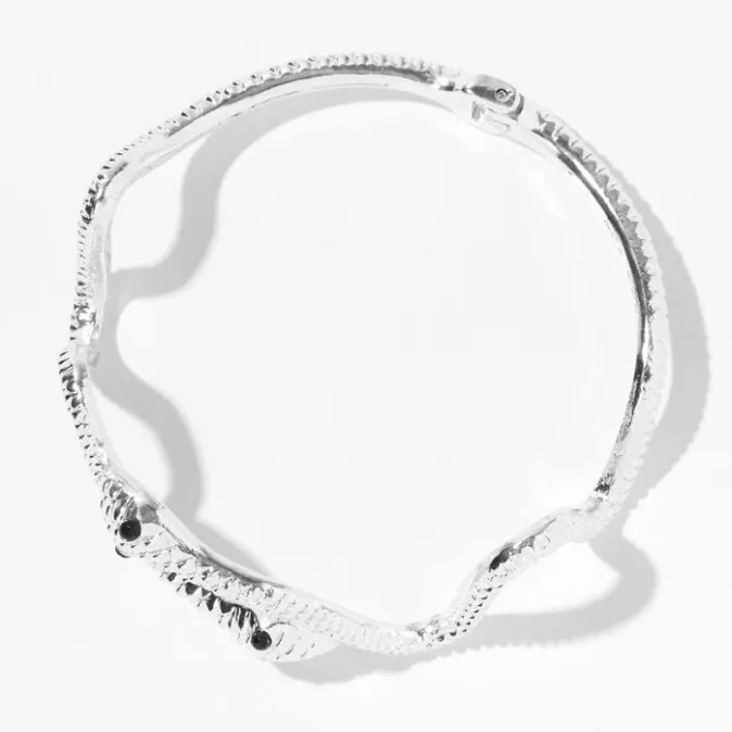 ICING Silver Textured Snake Cuff Bracelet