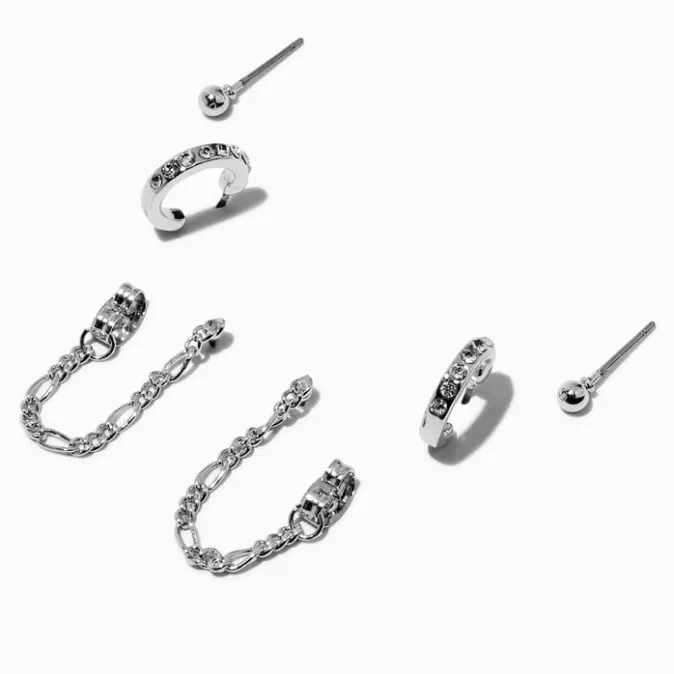 ICING Silver-tone Chain Earring Stackables Set - 3 Pack