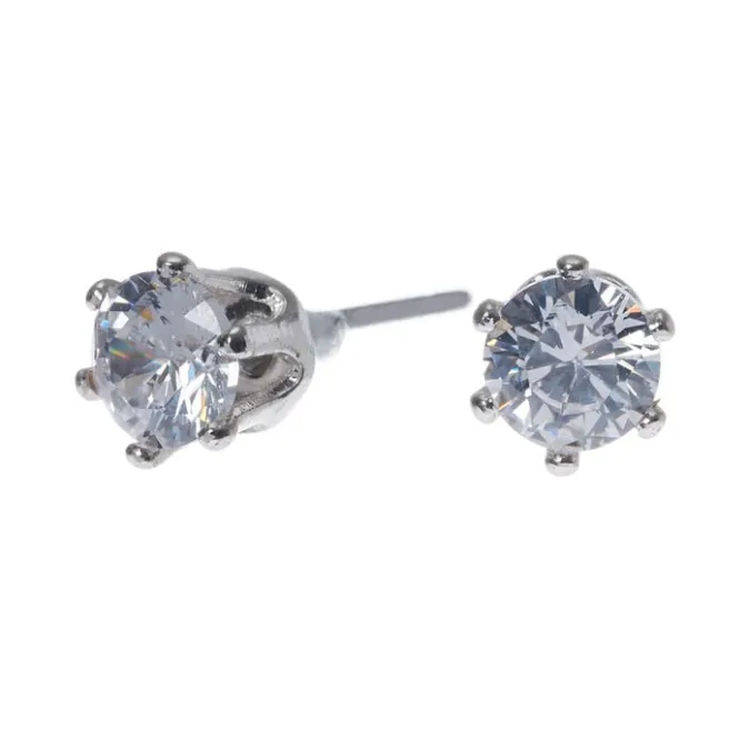 ICING Silver-tone Cubic Zirconia Round 5MM Stud Earrings