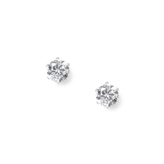 ICING Silver-tone Cubic Zirconia Brilliant Cut 7MM Stud Earrings